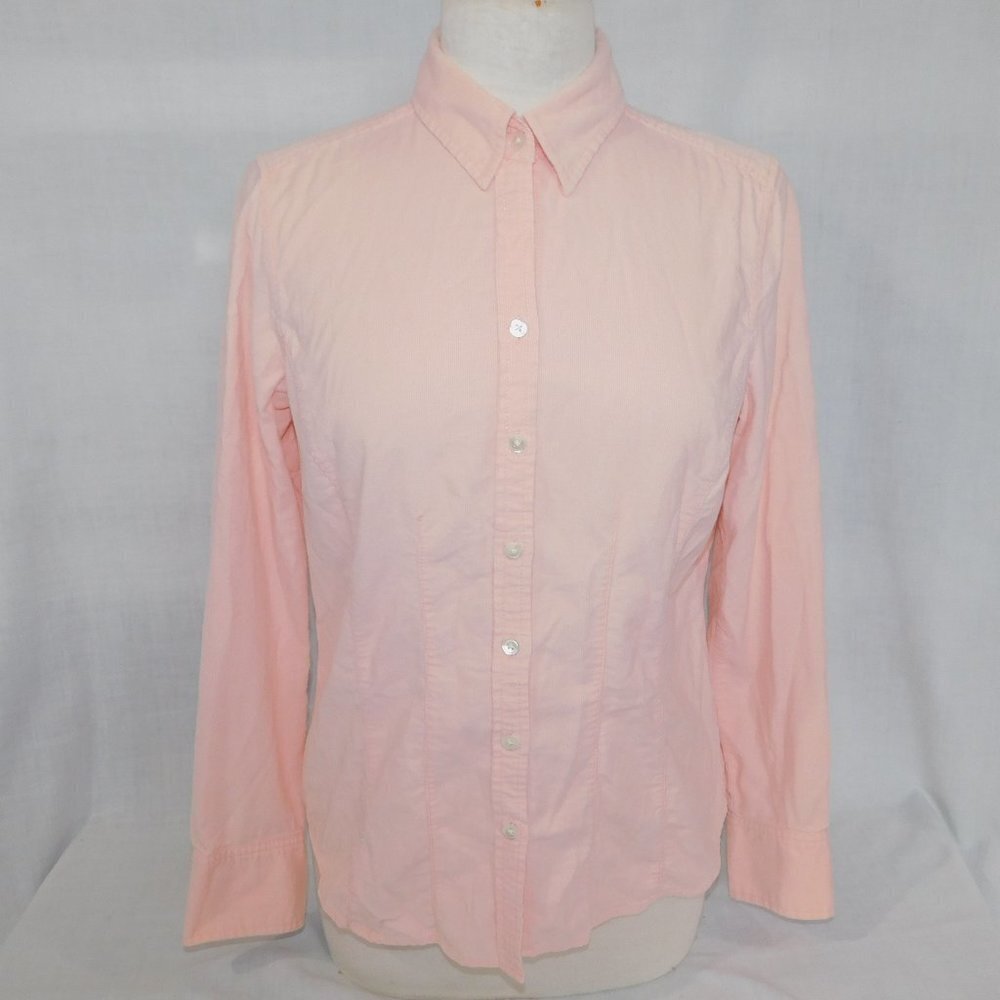 Eddie Bauer Light Pink Corduroy Button Front Long Sleeve Shirt Womens M